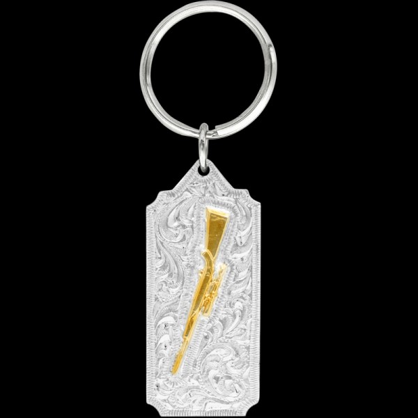 Elevate your style with our Gold Rifle Keychain. This accessory is perfect for firearm enthusiasts and those with a passion for the outdoors. Shop now!